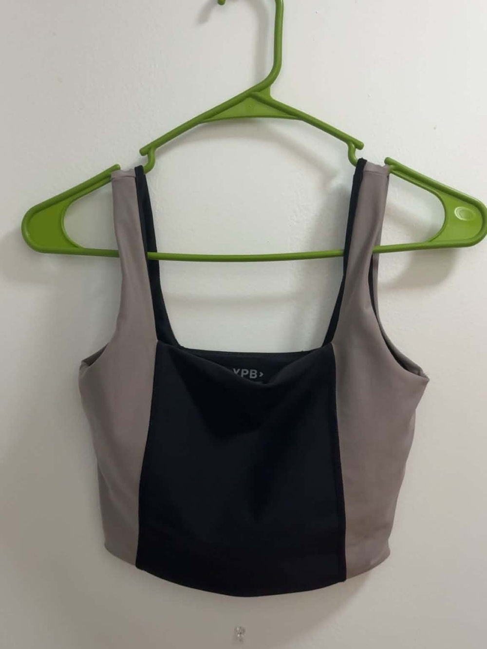 YPB Two-Tone Black and Taupe Square Neck Sports Bra